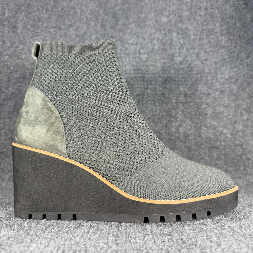 Eileen Fisher Ankle Boots Womens 8 Quill Stretch Knit Wedge Bootie Gray Lug Sole